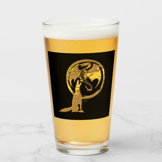 Wolf & Dragon goud zwart glas tumbler (Voorkant gevuld)