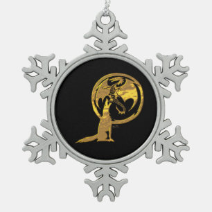 Wolf & Dragon goud zwart pewter sneeuwvlok ornamen Tin Sneeuwvlok Ornament