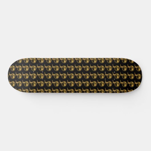 Wolf & Dragon goud zwart skateboard (Horizontaal)