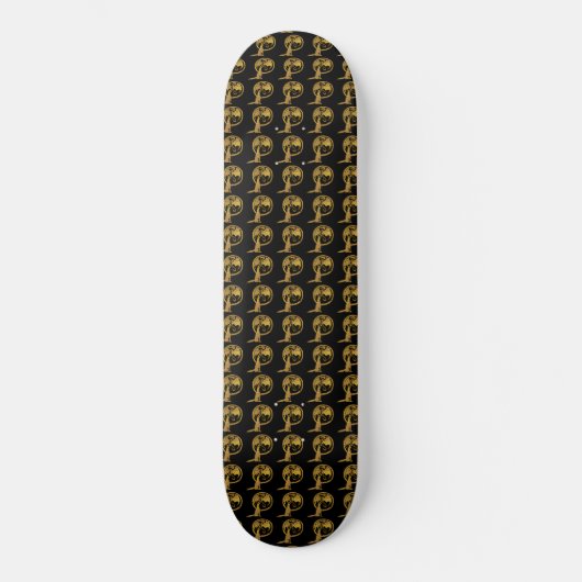 Wolf & Dragon goud zwart skateboard (Voorkant)