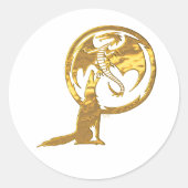 Wolf & Dragon gouden witte ronde stickers (Voorkant)