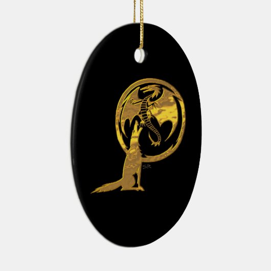 Wolf & Dragon gouden zwart ornament (Rechts)