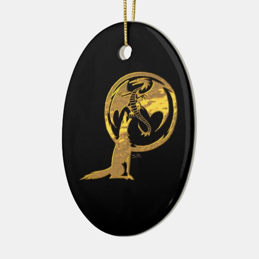 Wolf & Dragon gouden zwart ornament (Links)