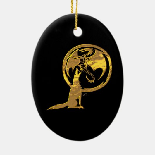 Wolf & Dragon gouden zwart ornament (Achterkant)