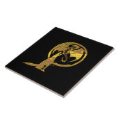 Wolf & Dragon gouden zwarte grote tegel Tegeltje (Zijkant)