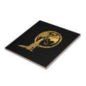 Wolf & Dragon gouden zwarte kleine tegel Tegeltje (Zijkant)