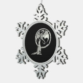 Wolf & Dragon zilveren blk pewter sneeuwvlok ornam Tin Sneeuwvlok Ornament (Rechts)