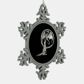 Wolf & Dragon zilveren blk pewter sneeuwvlok ornam Tin Sneeuwvlok Ornament (Links)
