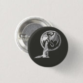 Wolf & Dragon zilveren zwarte knop Ronde Button 3,2 Cm (Voorkant /achterkant)
