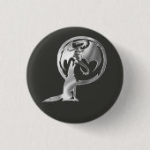 Wolf & Dragon zilveren zwarte knop Ronde Button 3,2 Cm (Voorkant)