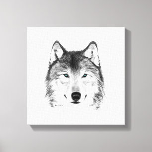Wolf Drawing, grafiet Canvas Afdruk