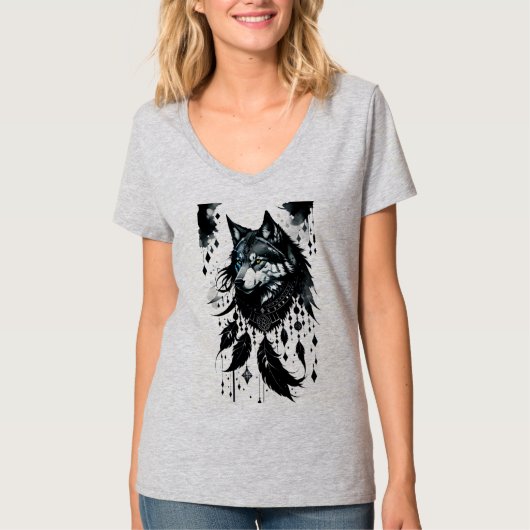 Wolf, Dreamcatcher, Amulet, Talisman T-shirt (Voorkant)