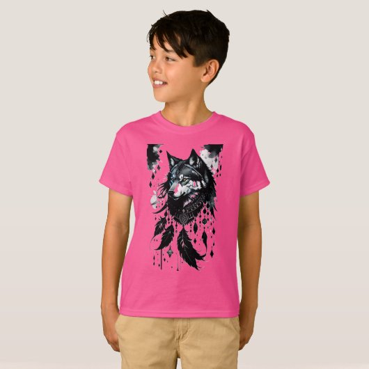 Wolf, Dreamcatcher, Amulet, Talisman T-shirt (Voorkant volledig)