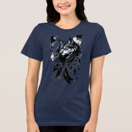 Wolf, Dreamcatcher, Amulet, Talisman Tri-Blend Shirt