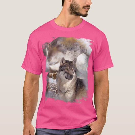 Wolf Dreamcatcher Eagle Moon Wolves T-shirt (Voorkant)