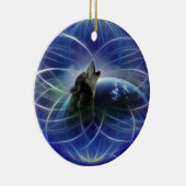 Wolf dreamcatcher kerstboom keramisch ornament (Rechts)
