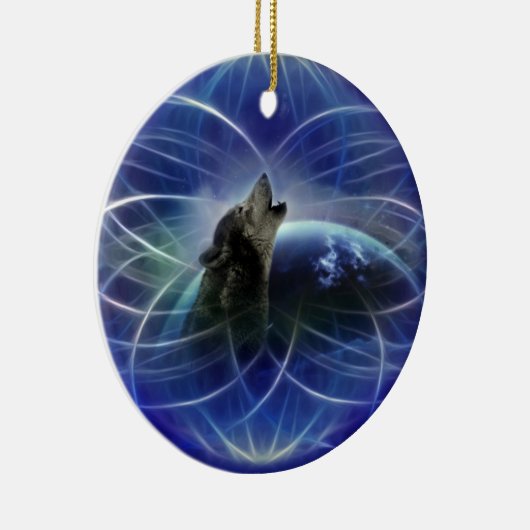 Wolf dreamcatcher kerstboom keramisch ornament (Rechts)