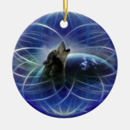 Wolf dreamcatcher kerstboom keramisch ornament