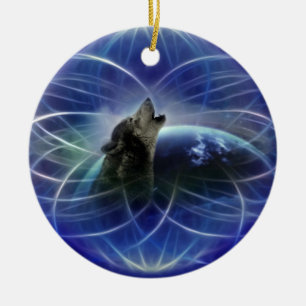 Wolf dreamcatcher kerstboom keramisch ornament