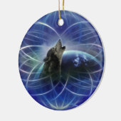 Wolf dreamcatcher kerstboom keramisch ornament (Links)