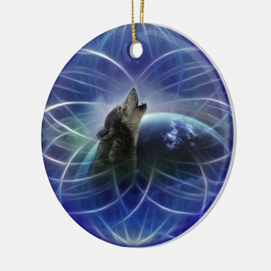 Wolf dreamcatcher kerstboom keramisch ornament (Links)