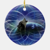 Wolf dreamcatcher kerstboom keramisch ornament (Achterkant)