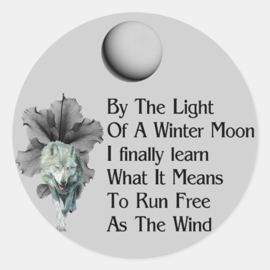 Wolf Dreams Ronde Sticker (Voorkant)