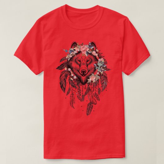 Wolf Dreamweaver met bloem T-shirt (Design voorkant)