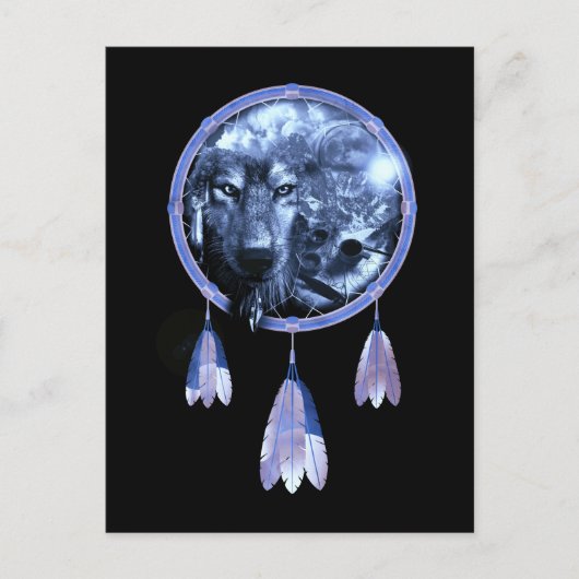 Wolf Dreamweaver Moon Native American Wolves Briefkaart (Voorkant)