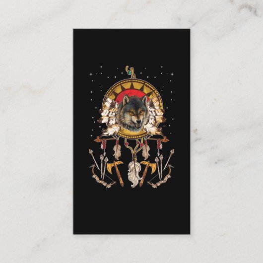 Wolf Dreamweaver Native American Animal Visitekaartje (Voorkant)