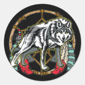 Wolf Dreamweaver Ronde Sticker (Voorkant)