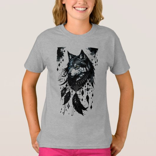 wolf, dromenvanger, amulet, talisman, bescherming, t-shirt (Voorkant)