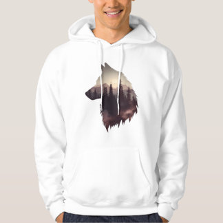 Wolf Dubbele Belichting – Silhouet van de Natuur Hoodie