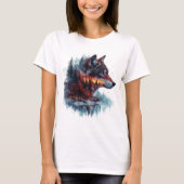 Wolf Dubbele Blootstelling T-shirt (Voorkant)