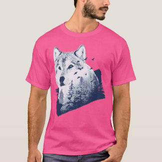 Wolf Dubbele Blootstelling T-shirt