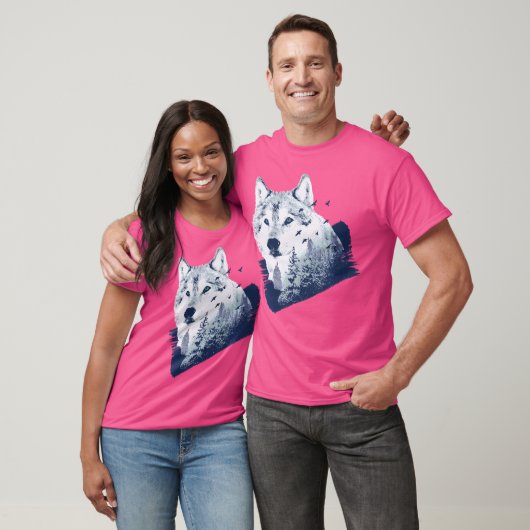 Wolf Dubbele Blootstelling T-shirt (Unisex)