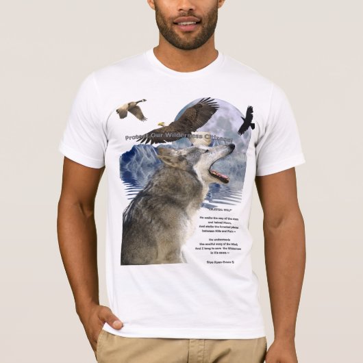 WOLF, EAGLE, RAVEN, Maan, Berg & Gedicht, T-shirt (Voorkant)