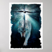 Wolf & Eagle Wildlife Art Poster (Voorkant)