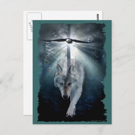 WOLF & EAGLE Wildlife Briefkaart (Voorkant / Achterkant)