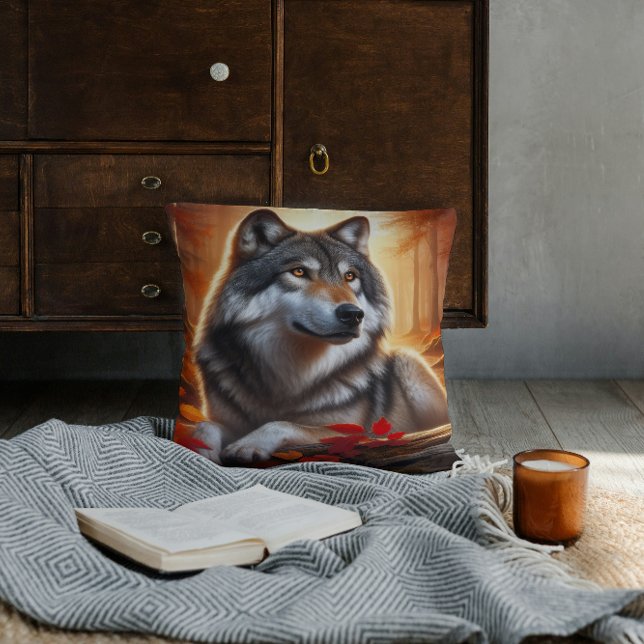 Wolf Eenzaamheid Te midden van de Natuur Kussen (Creator heeft geüpload)