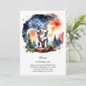 Wolf eerste verjaardag uitnodiging (Staand voorkant)