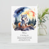 Wolf eerste verjaardag uitnodiging (Staand voorkant)