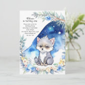 Wolf eerste verjaardag uitnodiging (Staand voorkant)