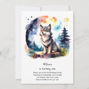 Wolf eerste verjaardag uitnodiging