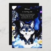 Wolf eerste verjaardag uitnodiging (Voorkant / Achterkant)