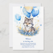 Wolf eerste verjaardag uitnodiging (Voorkant)