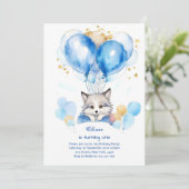 Wolf eerste verjaardag uitnodiging (Staand voorkant)