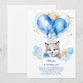 Wolf eerste verjaardag uitnodiging (Voorkant / Achterkant)