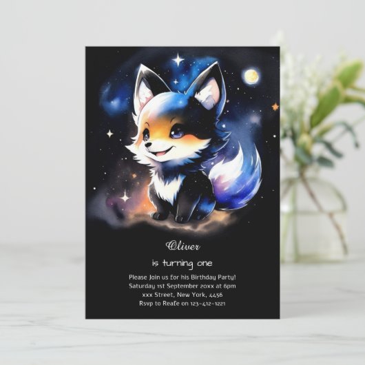 Wolf eerste verjaardag uitnodiging (Staand voorkant)