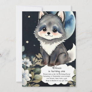 Wolf eerste verjaardag uitnodiging
